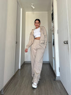 Set Polerón Oversize + Buzo Palazzo Beige · KALES