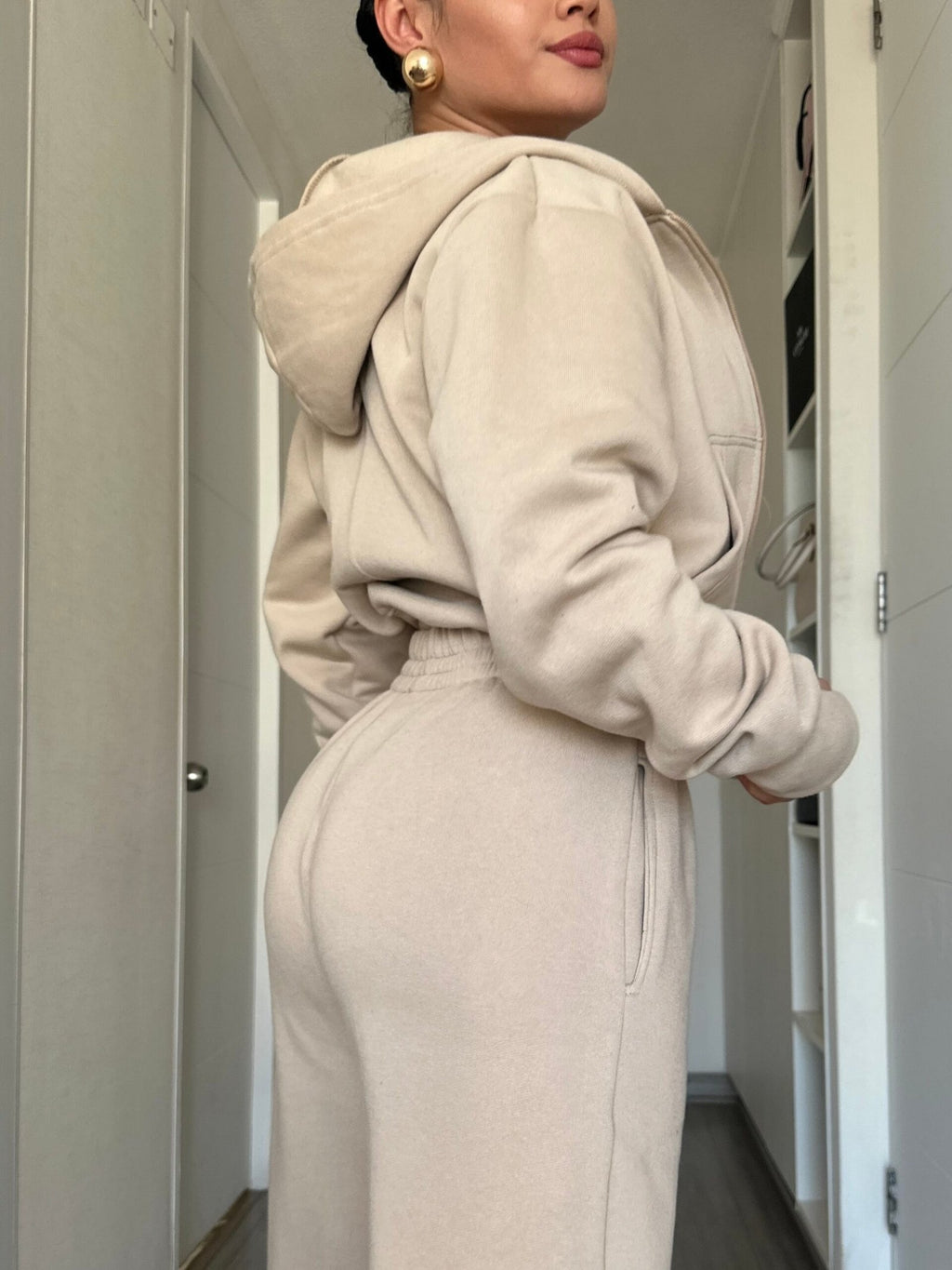Set Polerón Oversize + Buzo Palazzo Beige · KALES