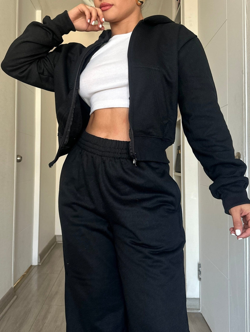 Set Polerón Oversize + Buzo Palazzo Negro · KALES