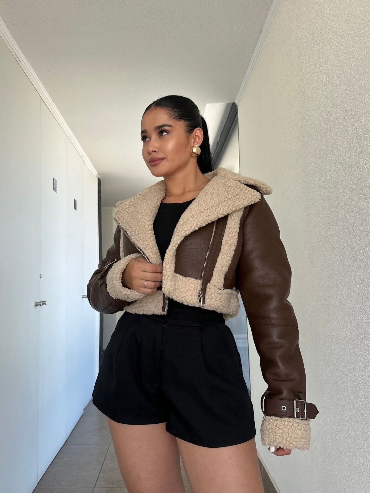 Chaqueta Mini Aviadora Francia Café · KL-3065 · KALES