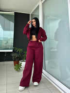 Set Polerón Oversize + Buzo Palazzo Cherry · KALES