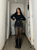 Falda Short Ecocuero Tachas Luxe