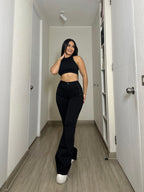 Jeans Flare Negro Trenzado · KL-1756 · Paradise