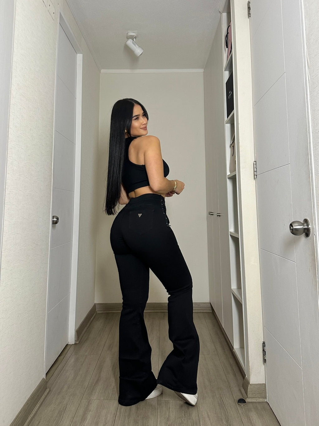 Jeans Flare Negro Trenzado · KL-1756 · Paradise