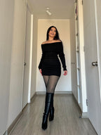 Vestido Bardot Cleopatra Negro · KL-743 · KALES