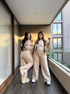 Set Polerón Oversize + Buzo Palazzo Beige · KALES