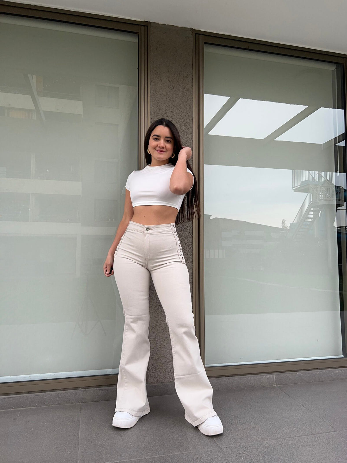 Jeans Flare Trenzado Beige crudo  · KL-1920 · Paradise