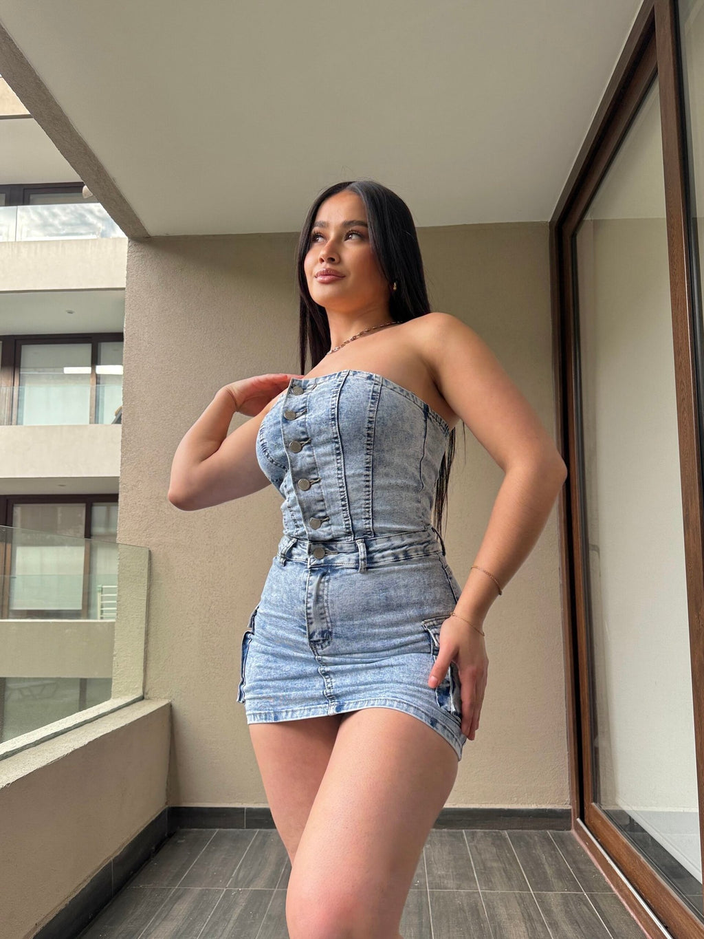 Enterito Denim Falda Short Celeste · KALES
