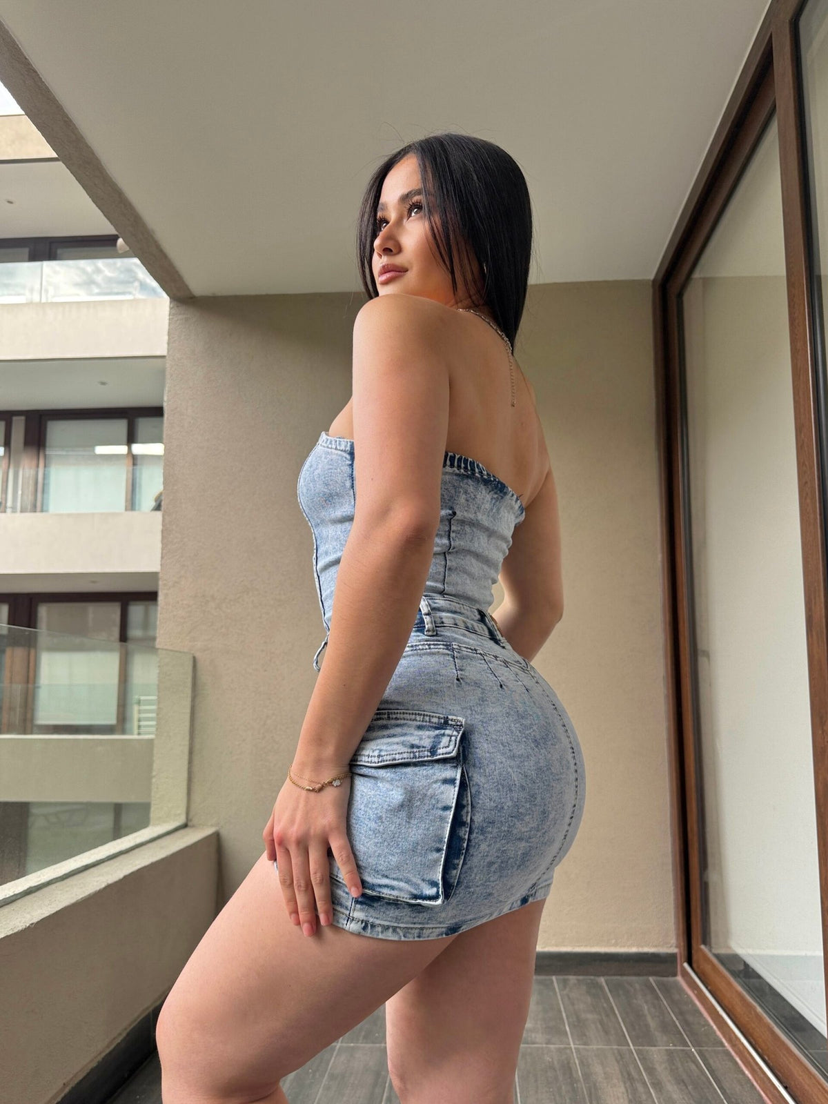 Enterito Denim Falda Short Celeste · KALES