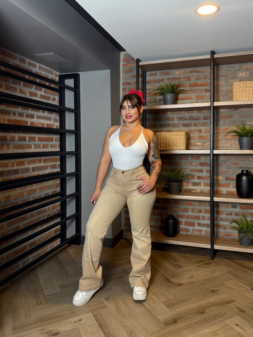 Jeans Wide Leg beige medio· KL-2097 · Paradise