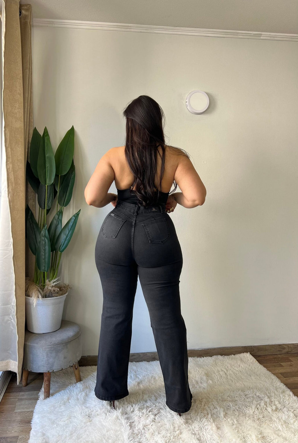 Jeans Wide Leg Negro con Brillos