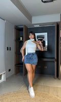 Falda Short Jeans Celeste · For3t