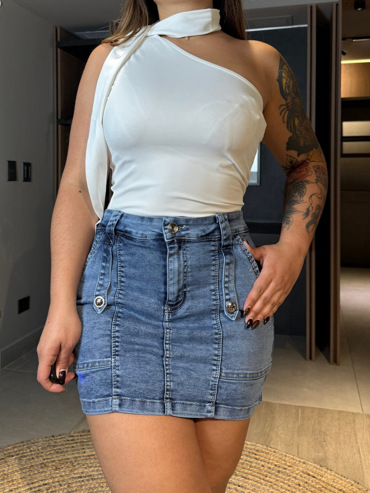 Falda Short Jeans Celeste · For3t
