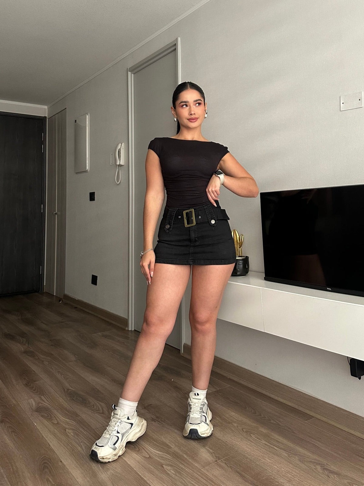 Falda Short Black Icon Negra · For3t