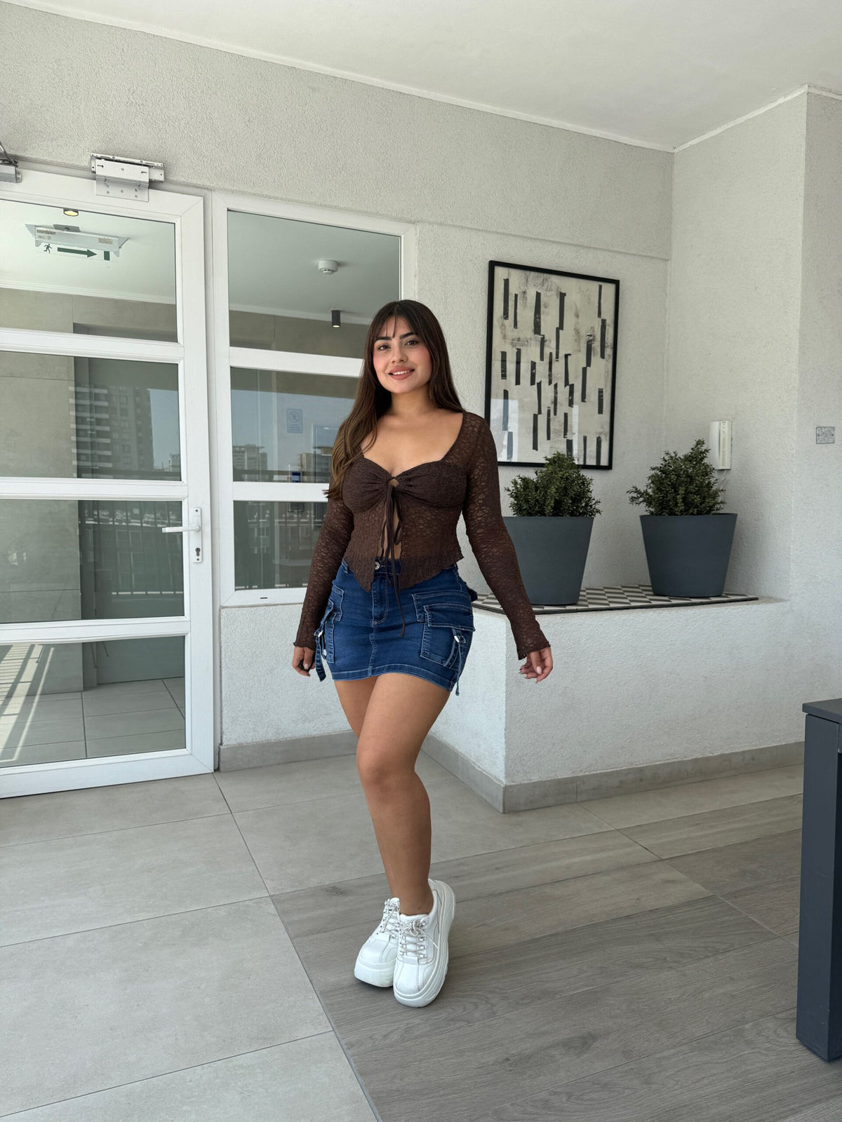 Falda Short Cargo Azul Oscuro