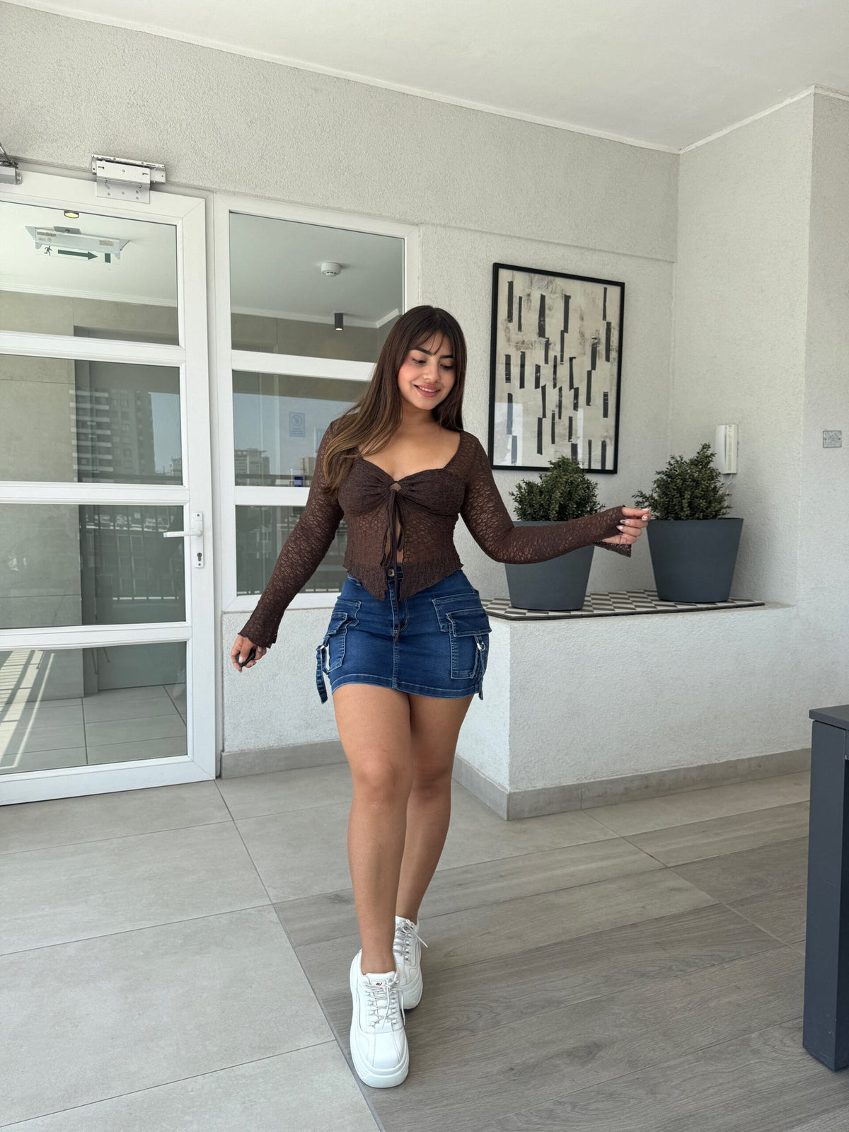 Falda Short Cargo Azul Oscuro