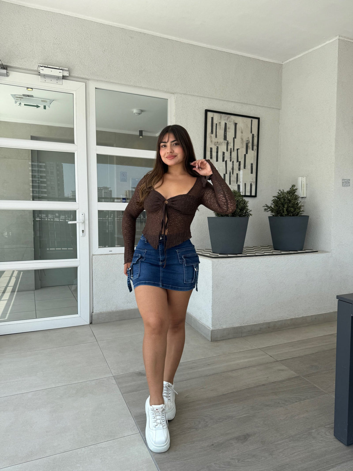 Falda Short Cargo Azul Oscuro