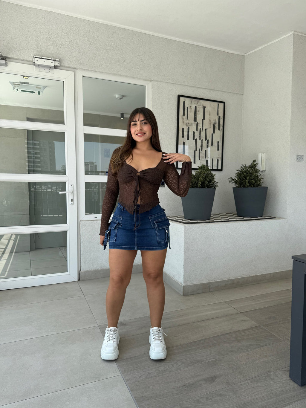 Falda Short Cargo Azul Oscuro
