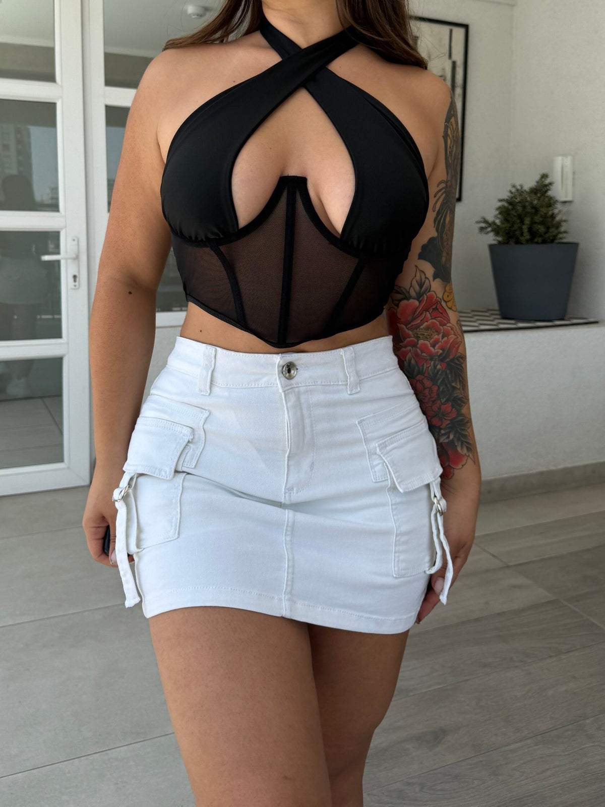 Falda Short Cargo Blanca · For3t