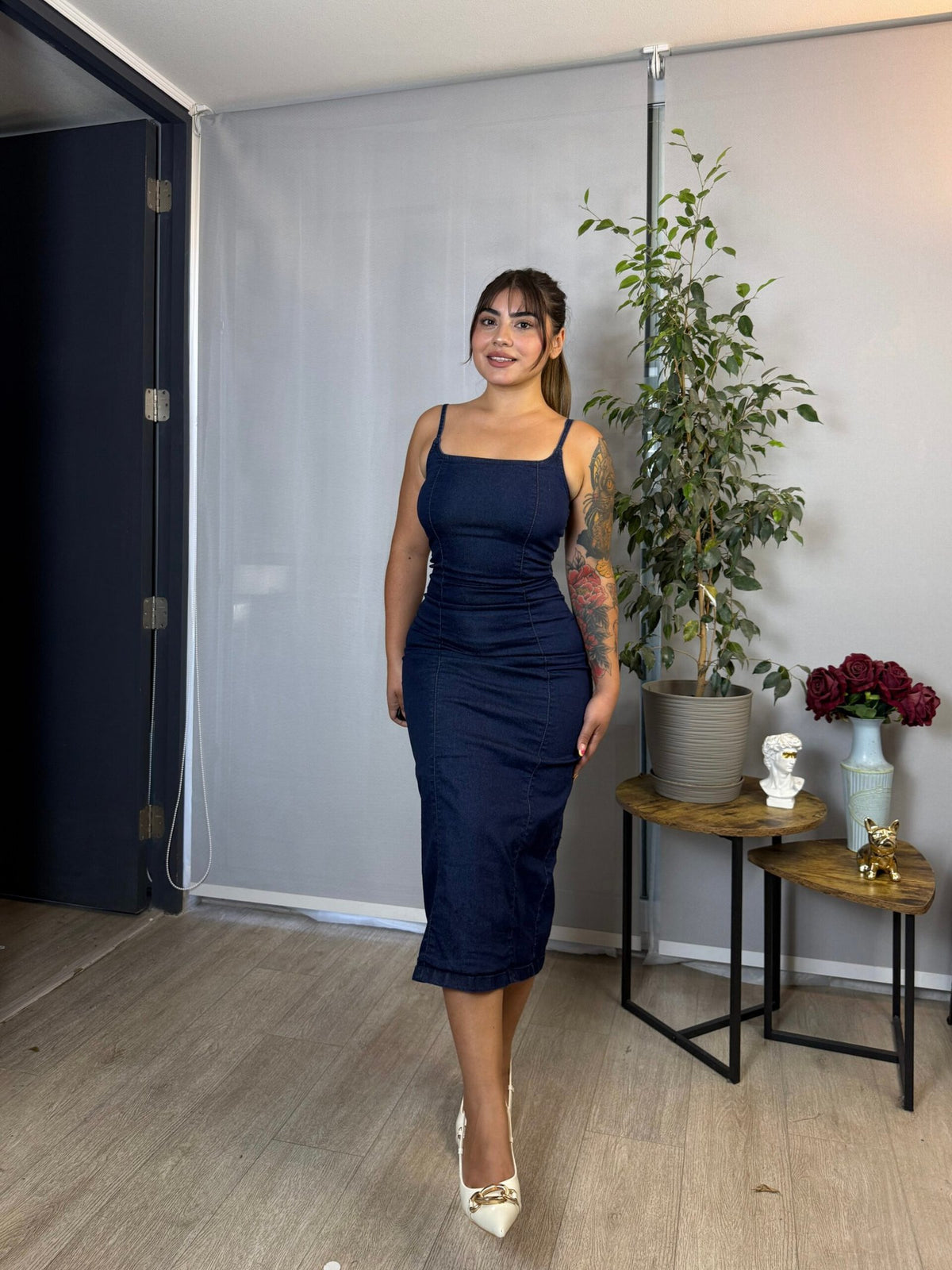 Vestido Bershka Denim Azul
