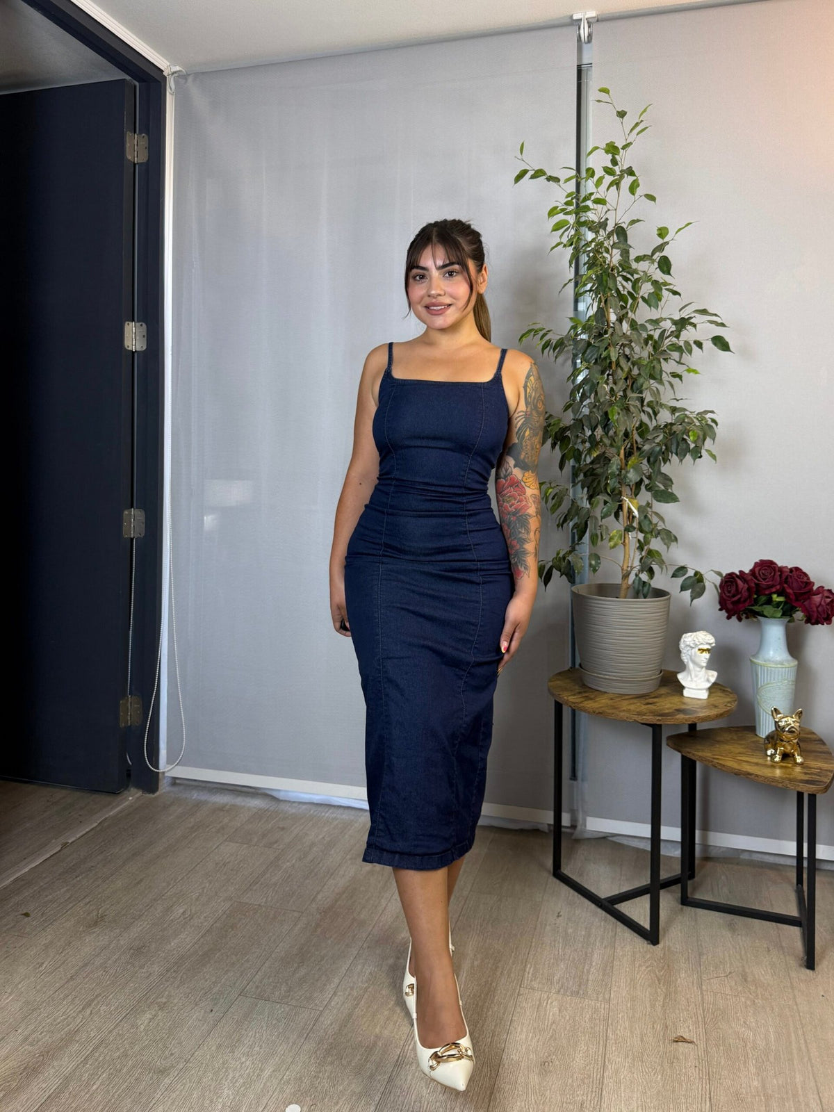 Vestido Bershka Denim Azul