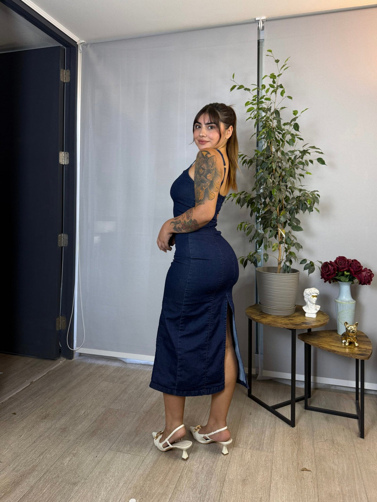 Vestido Bershka Denim Azul