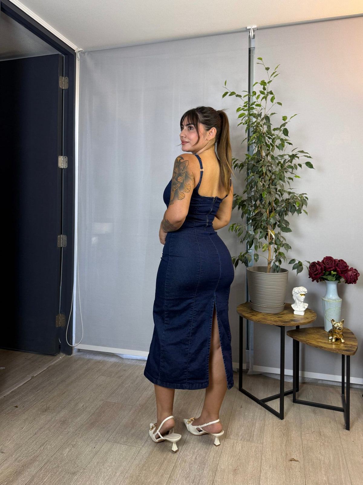 Vestido Bershka Denim Azul