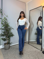 Jeans Flare Azul Oscuro · Emporium