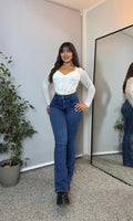 Jeans Flare Azul Oscuro · Emporium