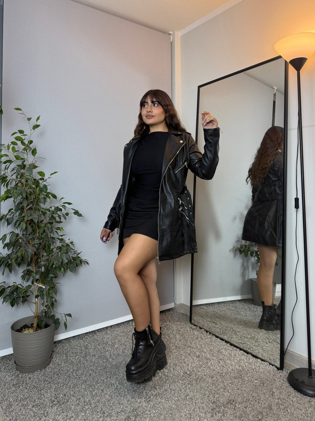 Chaqueta Biker Larga Luxe · KL-1089