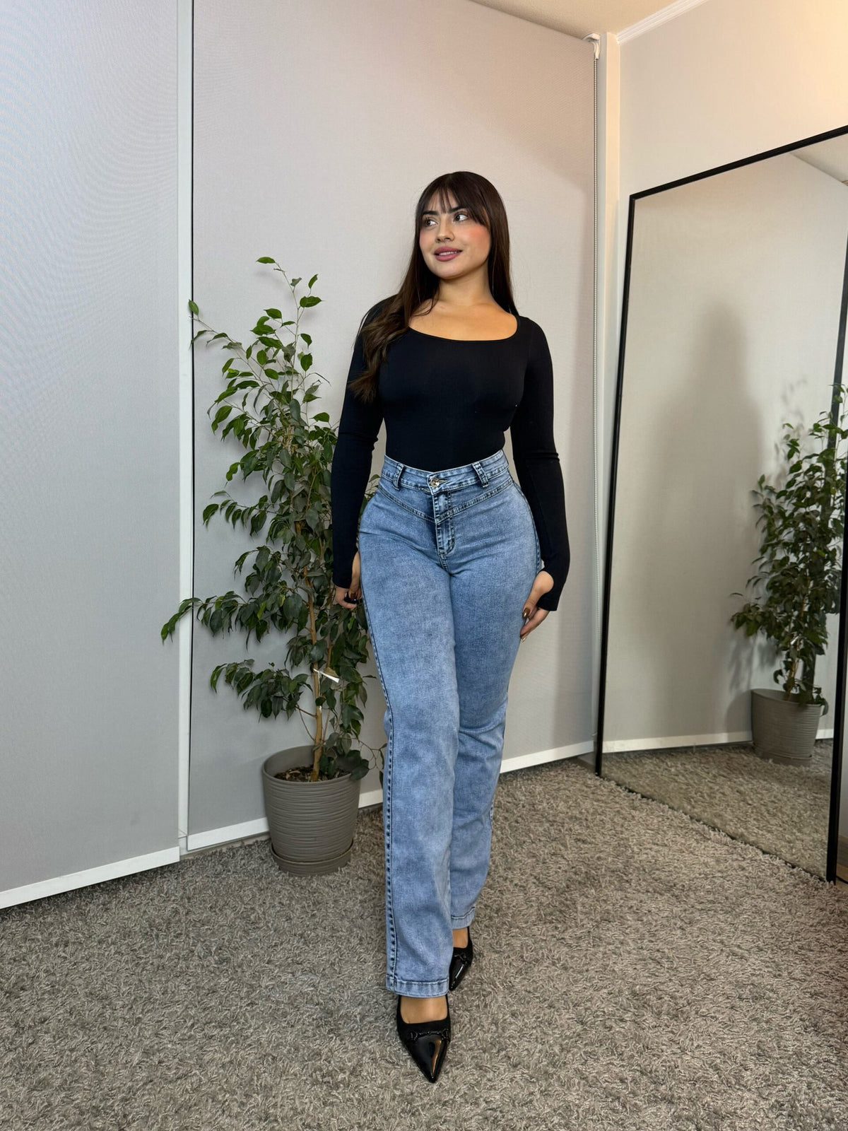 Jeans Wide Leg Curvy Celeste · For3t