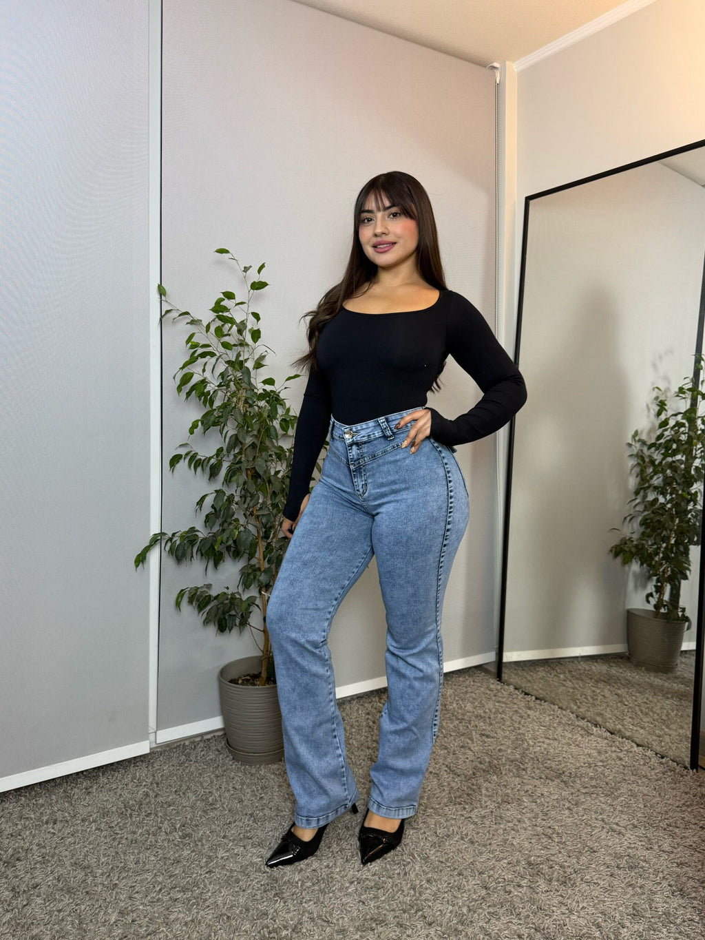 Jeans Wide Leg Curvy Celeste · For3t