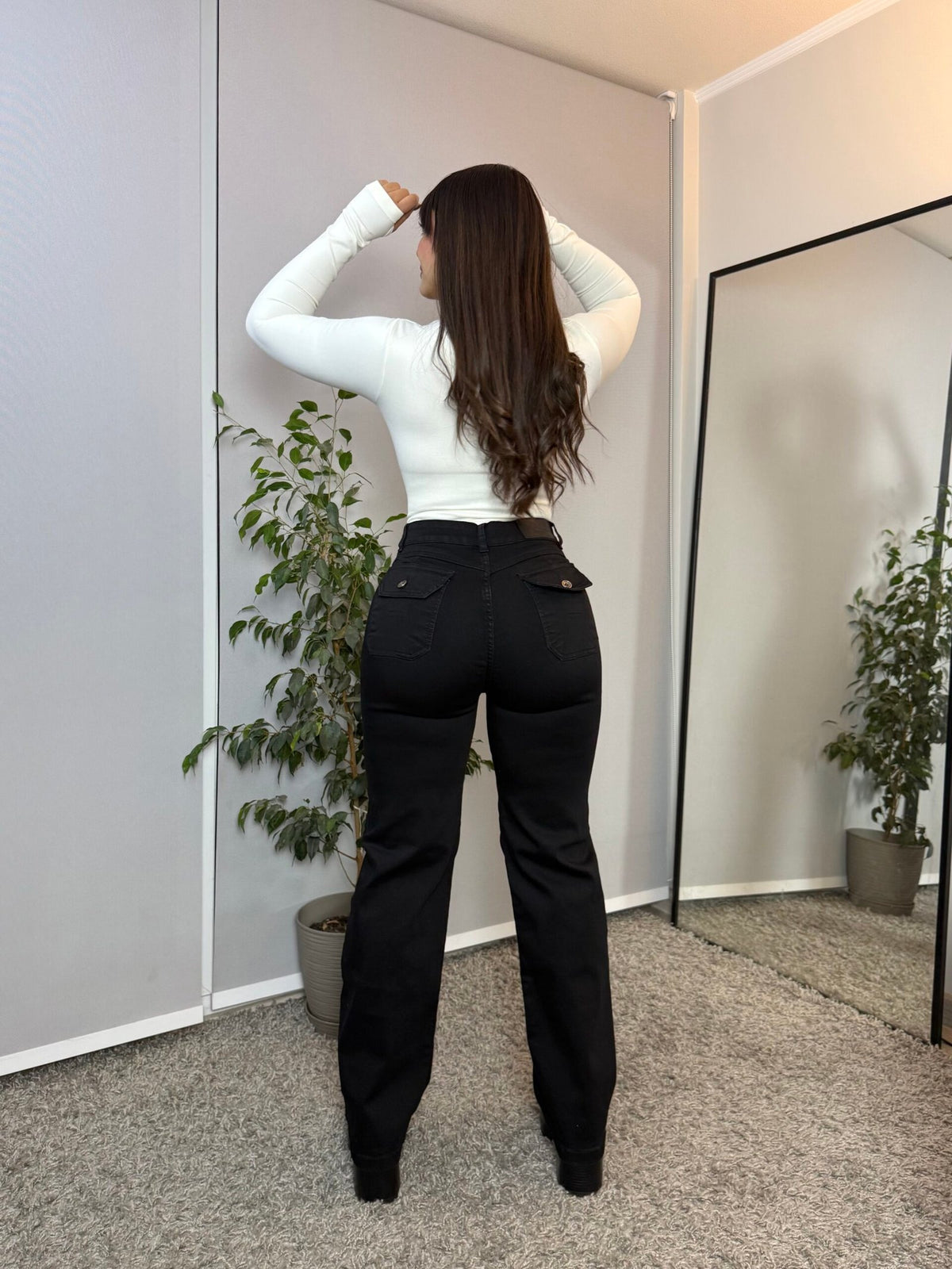 Jeans Wide Leg Curvy Negro · For3t