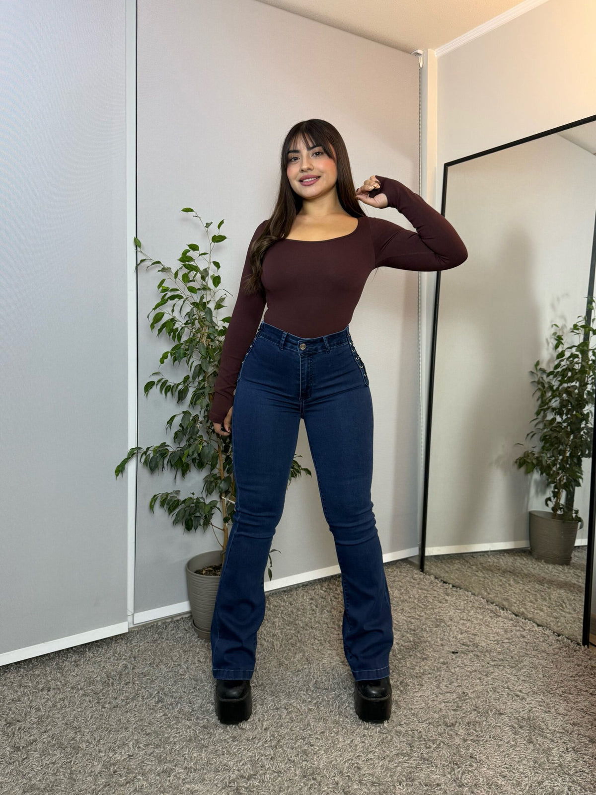 Jeans Flare Trenzado Azul · Emporium