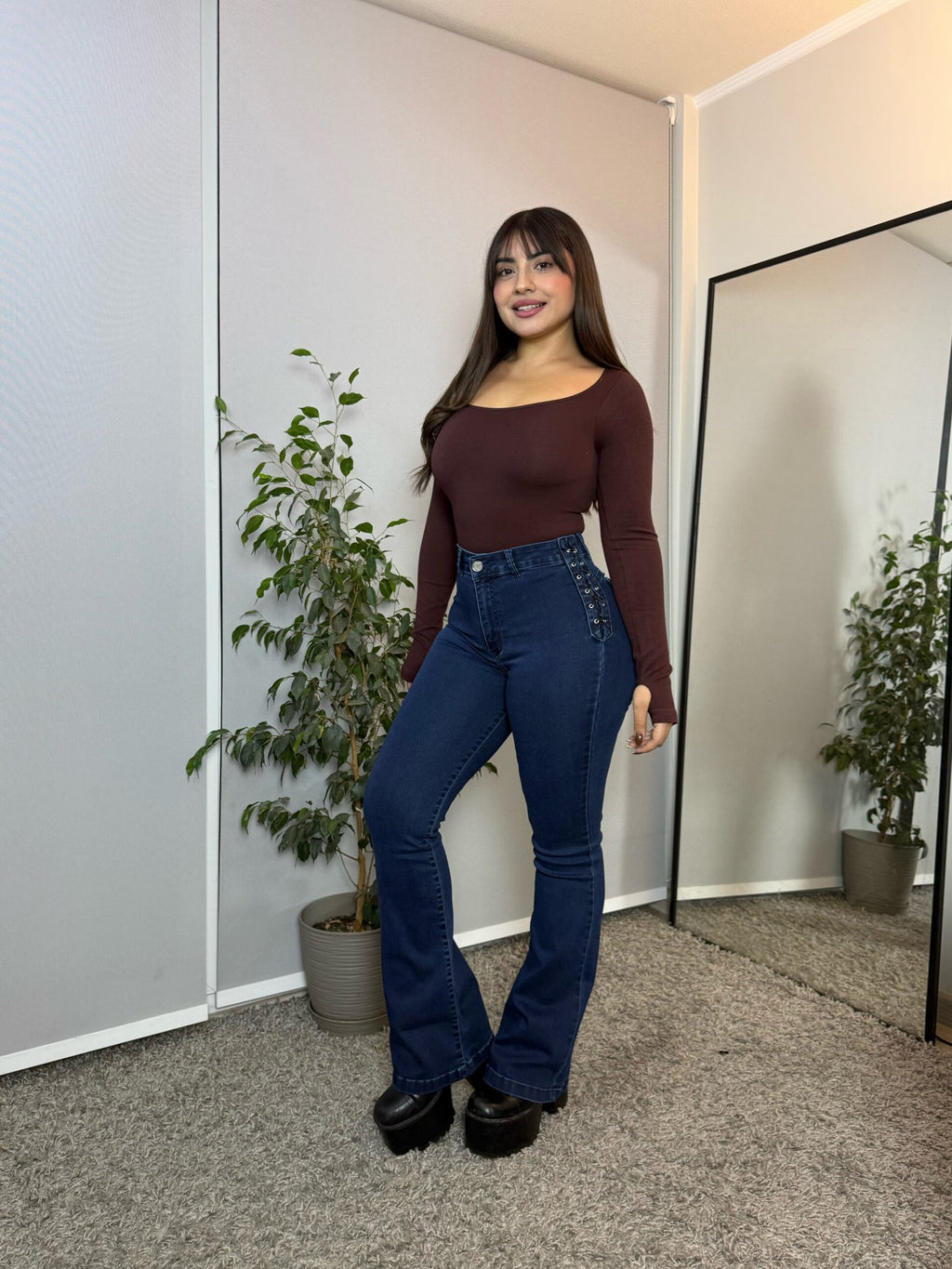 Jeans Flare Trenzado Azul · Emporium