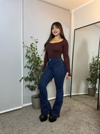 Jeans Flare Trenzado Azul · Emporium