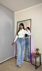 Jeans Flare Control de abdomen Celeste · KL-2130 · Paradise
