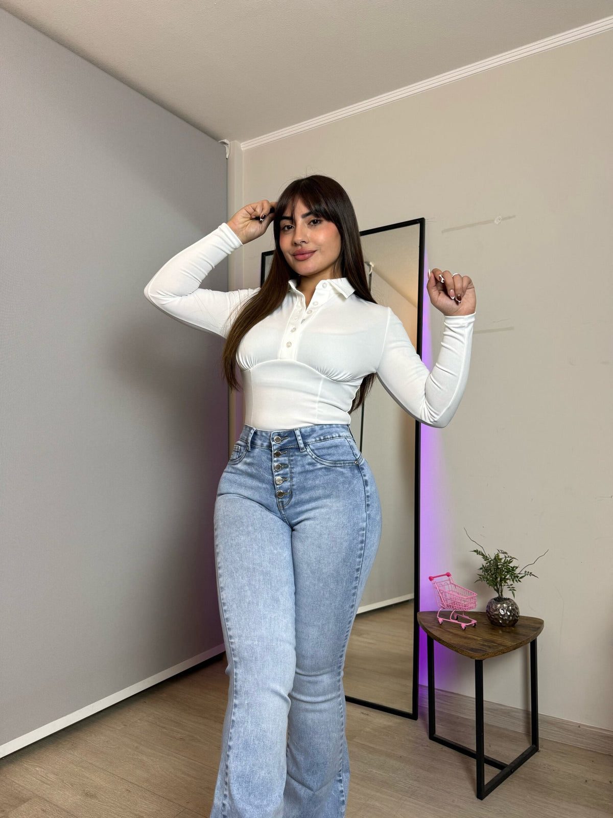 Jeans Flare Control de abdomen Celeste · KL-2130 · Paradise