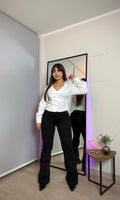 Jeans Flare Trenzado Negro · Emporium