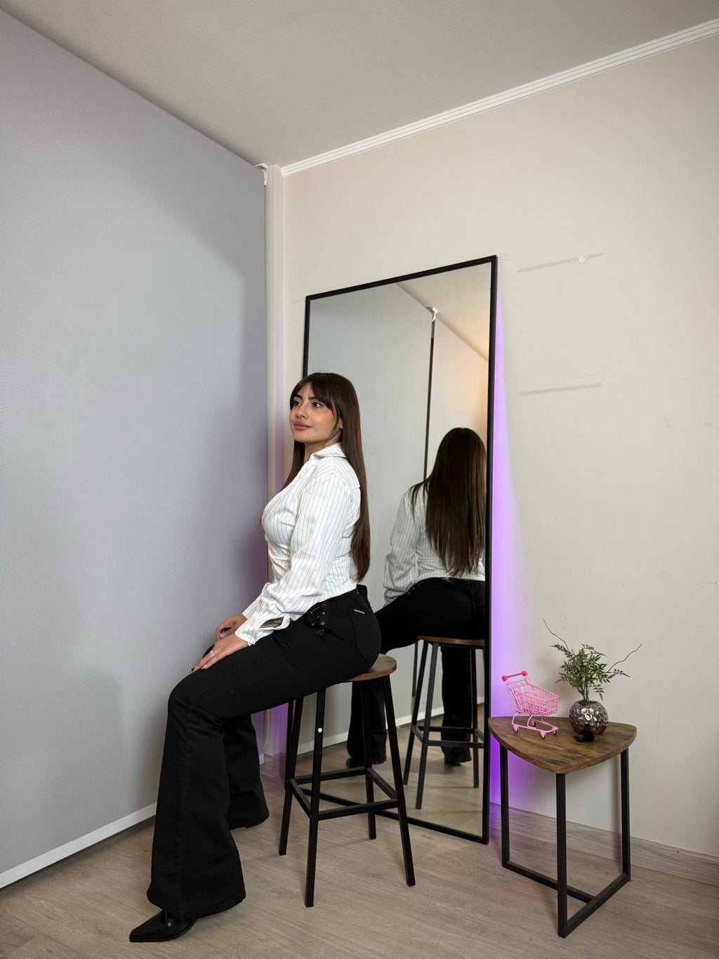 Jeans Flare Trenzado Negro · Emporium