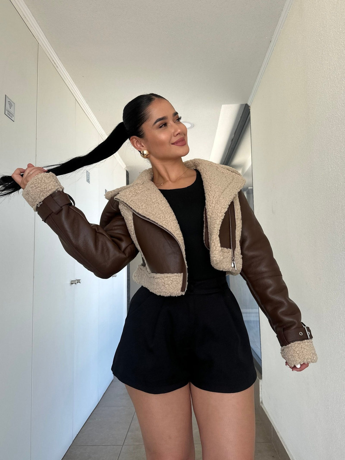 Chaqueta Mini Aviadora Francia Café · KL-3065 · KALES