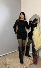 Vestido Bardot Cleopatra Negro · KL-743 · KALES