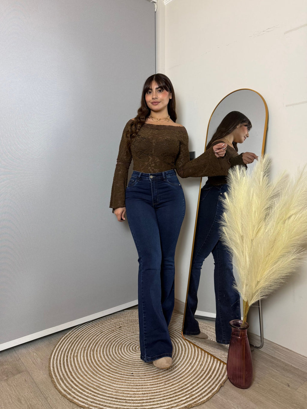 Jeans Flare Azul Levanta Cola · Emporium