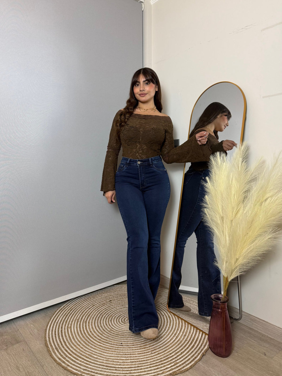 Jeans Flare Azul Levanta Cola · Emporium