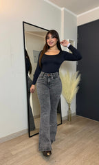 Jeans Flare Gris nevado Curvy · KL-2133 · Paradise