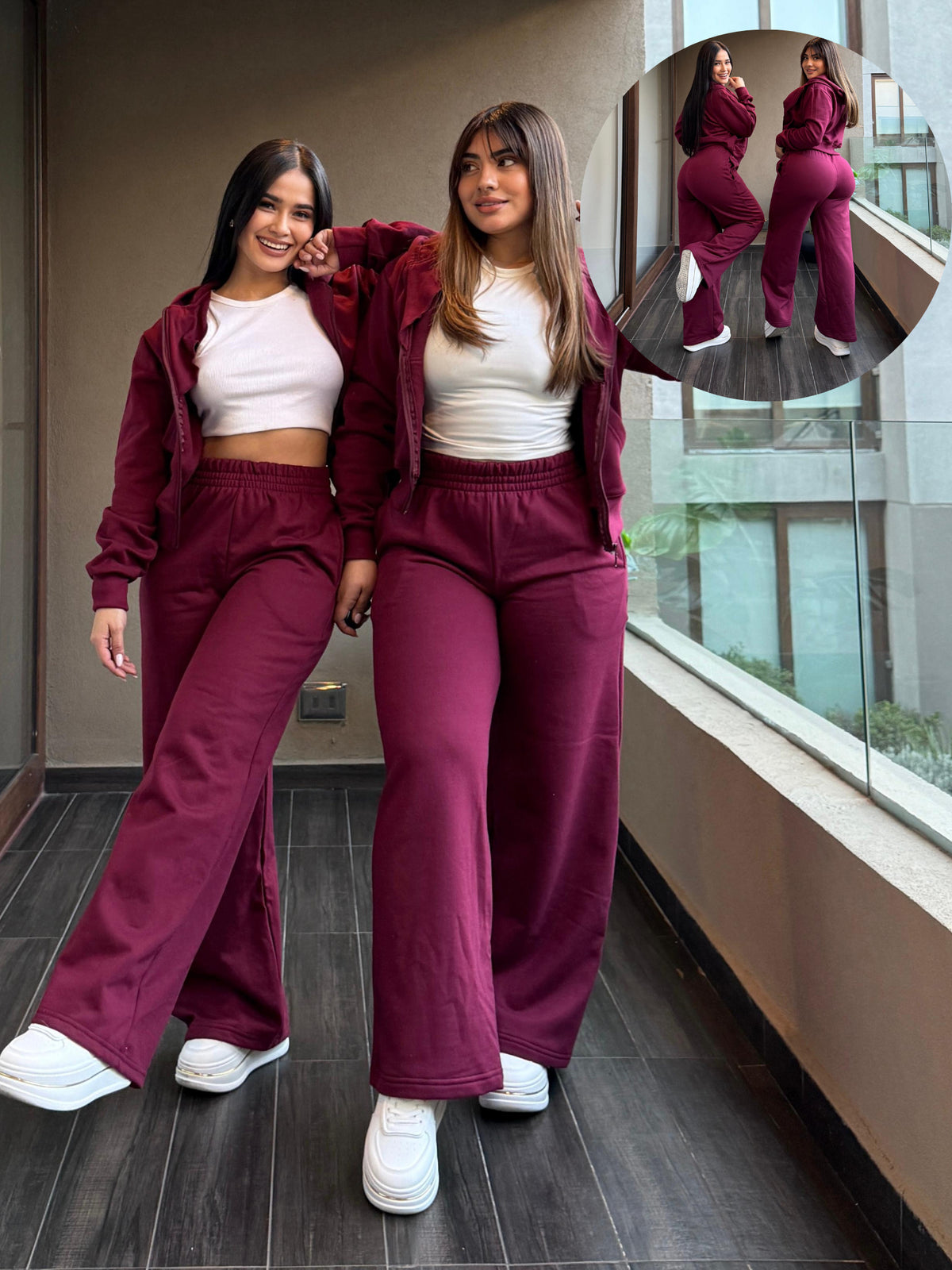 Set Polerón Oversize + Buzo Palazzo Cherry · KALES