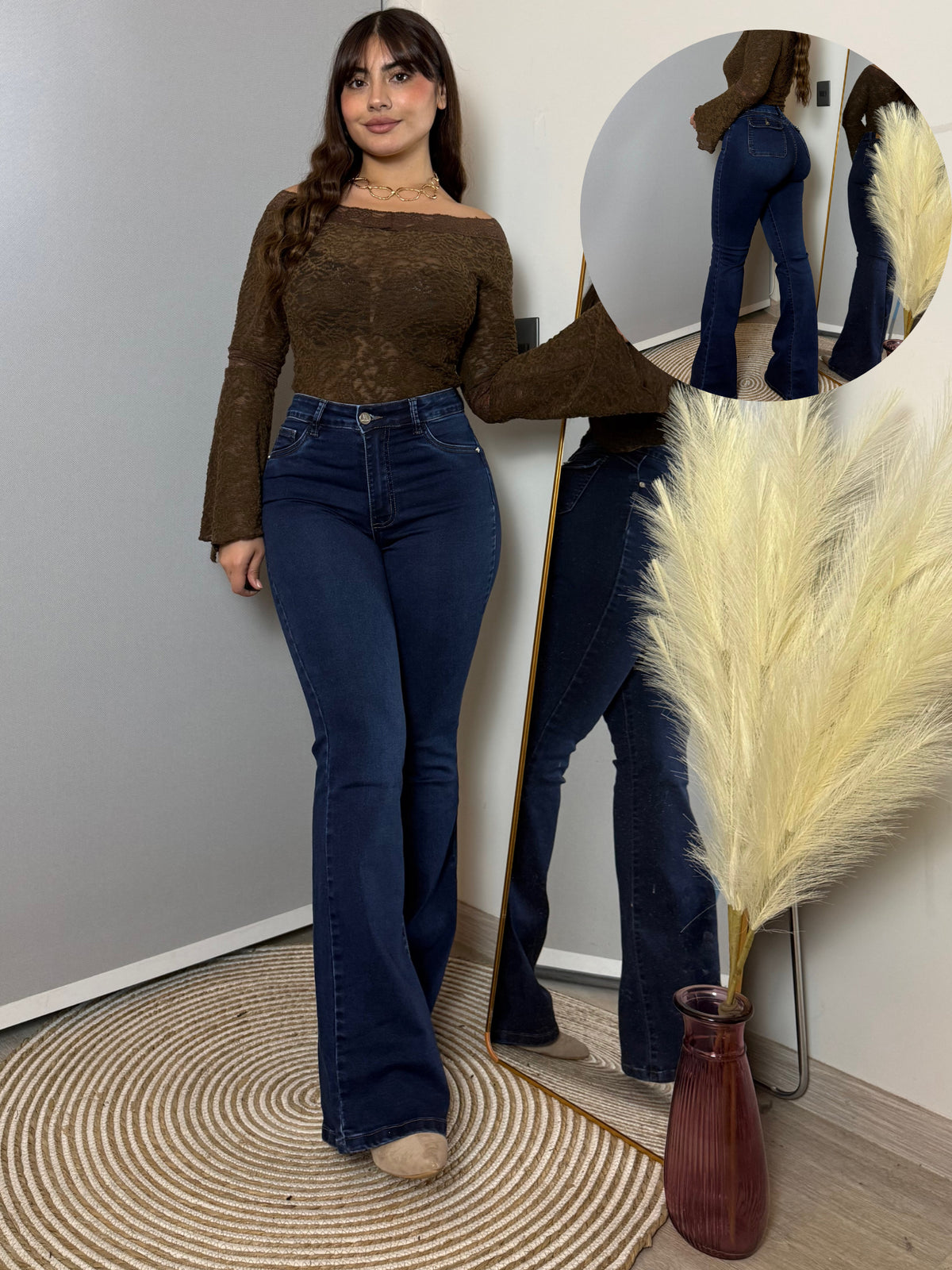 Jeans Flare Azul Levanta Cola · Emporium
