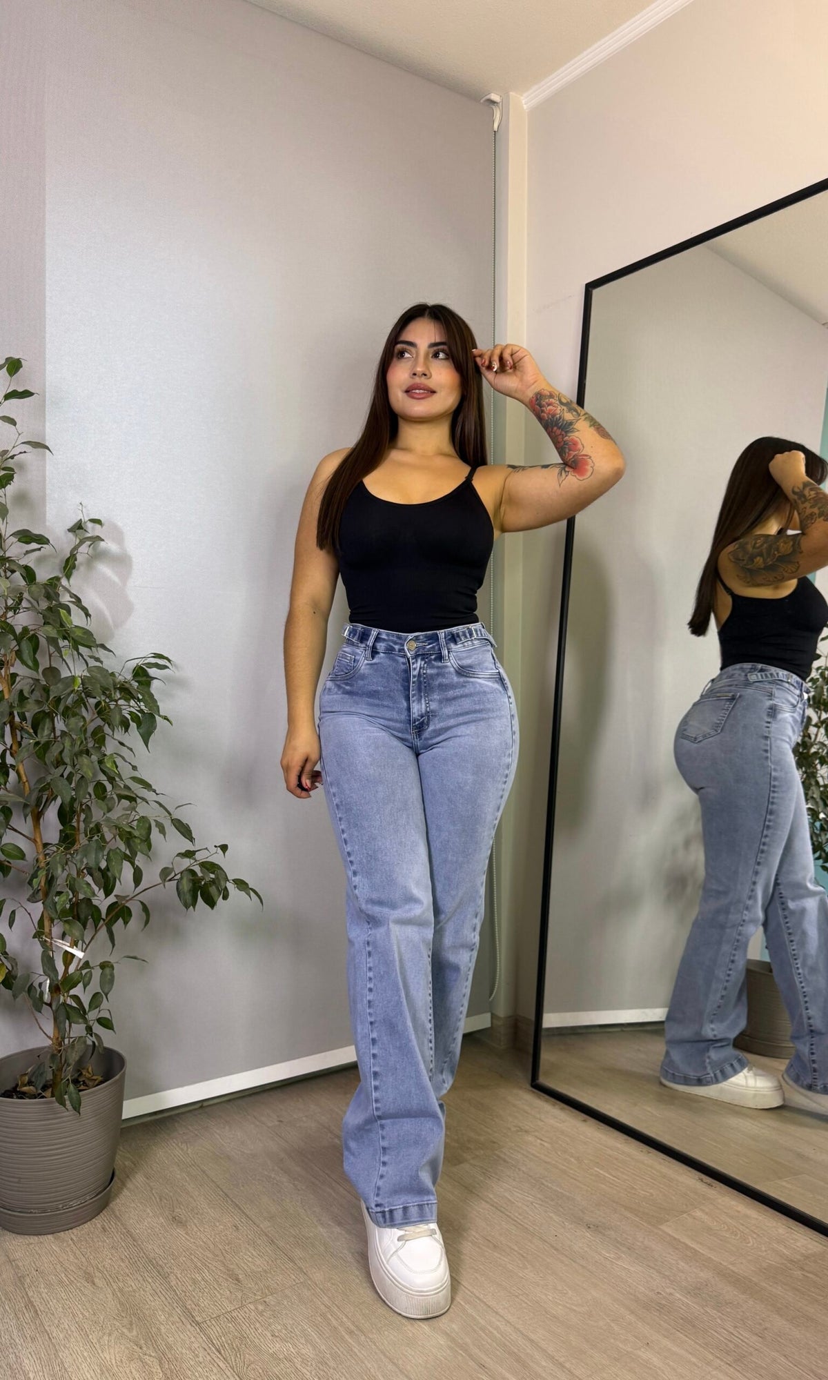 Jeans Wide Leg con Ajustador · Emporium